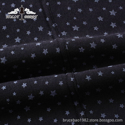 Woven Breathable Autumn Casual Black Star Patterned Women Sweatshirts